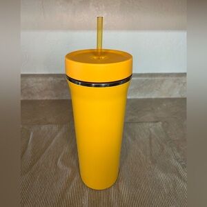 Yellow ThermoFlask Tumbler with Straw
